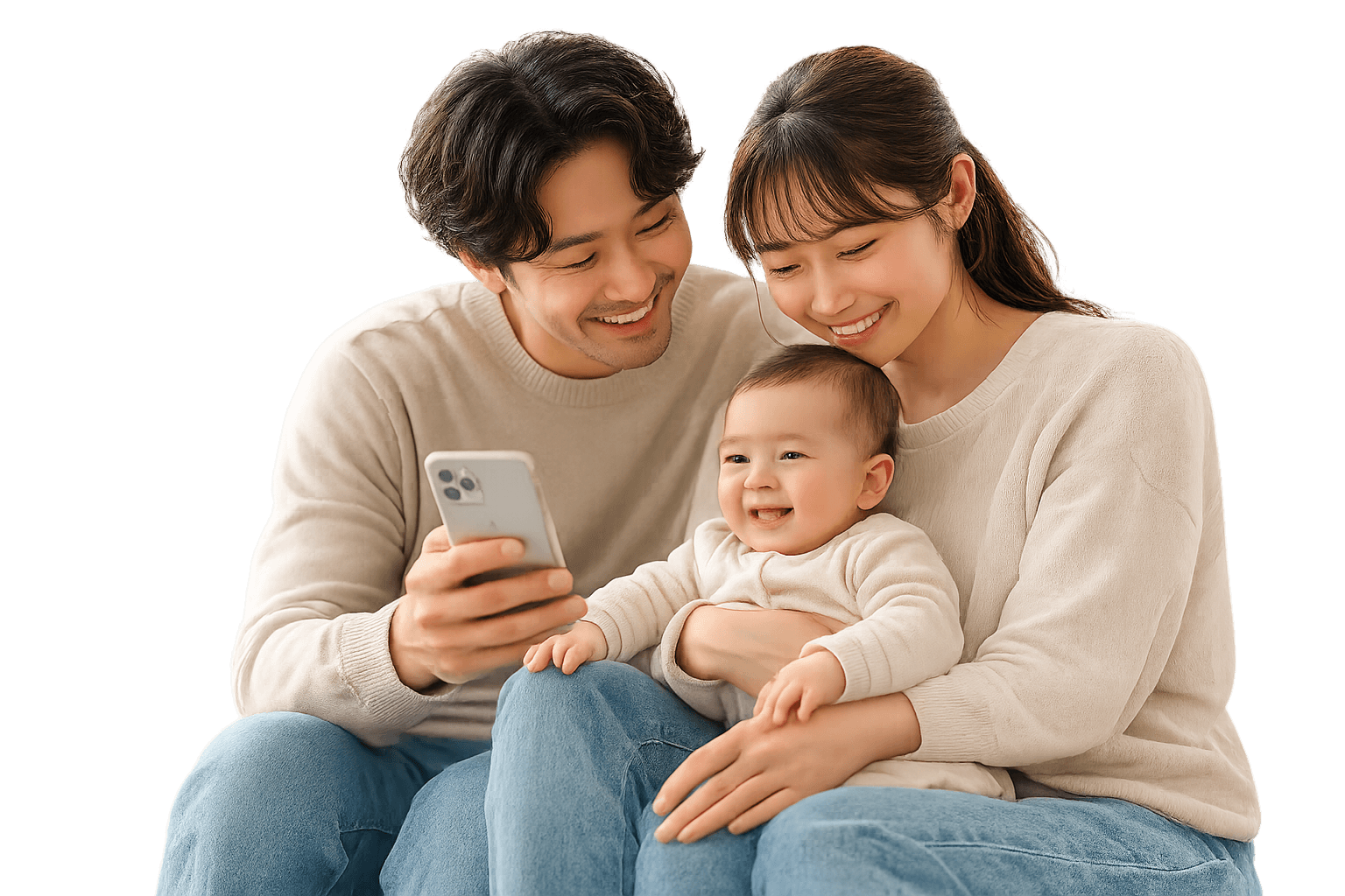 Parents reviewing family benefits support on a phone