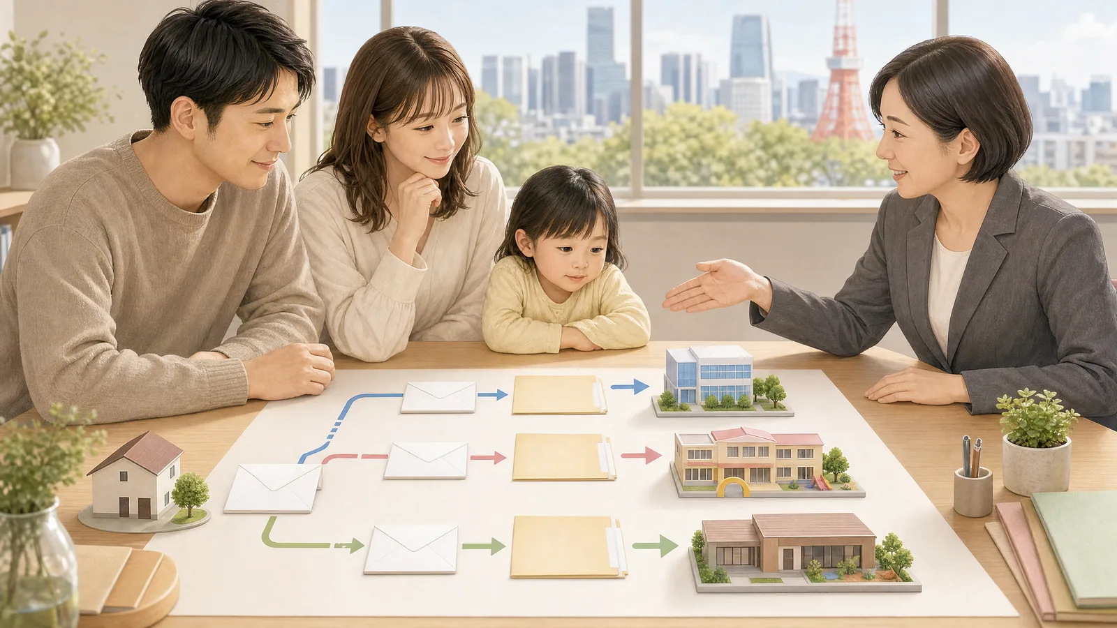 保育施設の種類ごとに申込先を分けたフローチャート